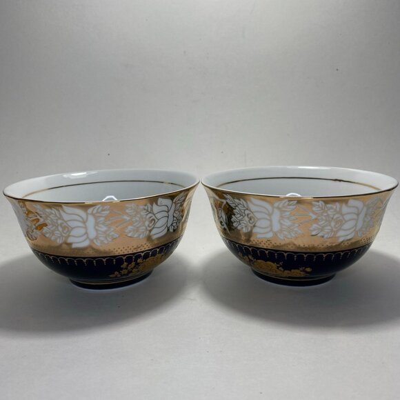Czech Republic Original Cobalt Handmade Porcelain Bowls Set Of 2 - Picture 1 of 7